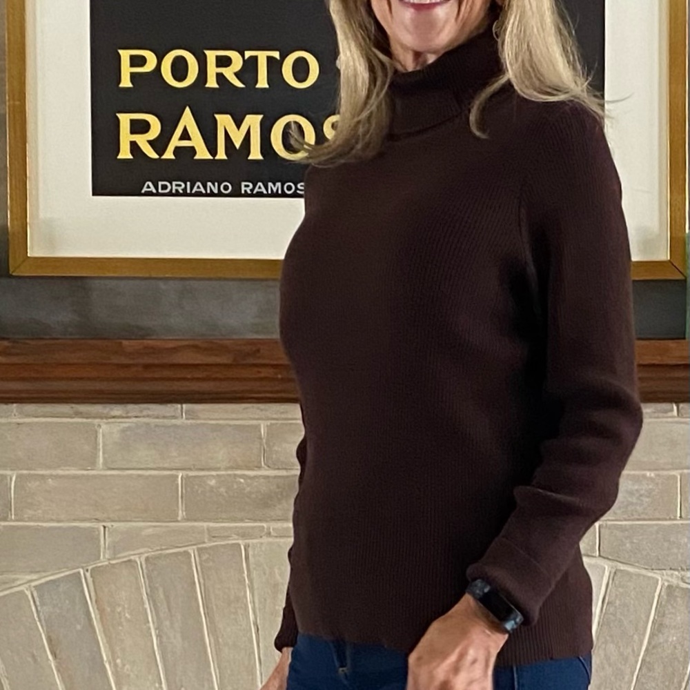 Brown, 100% cotton, turtleneck. Brand: Lauren by Ralph Lauren